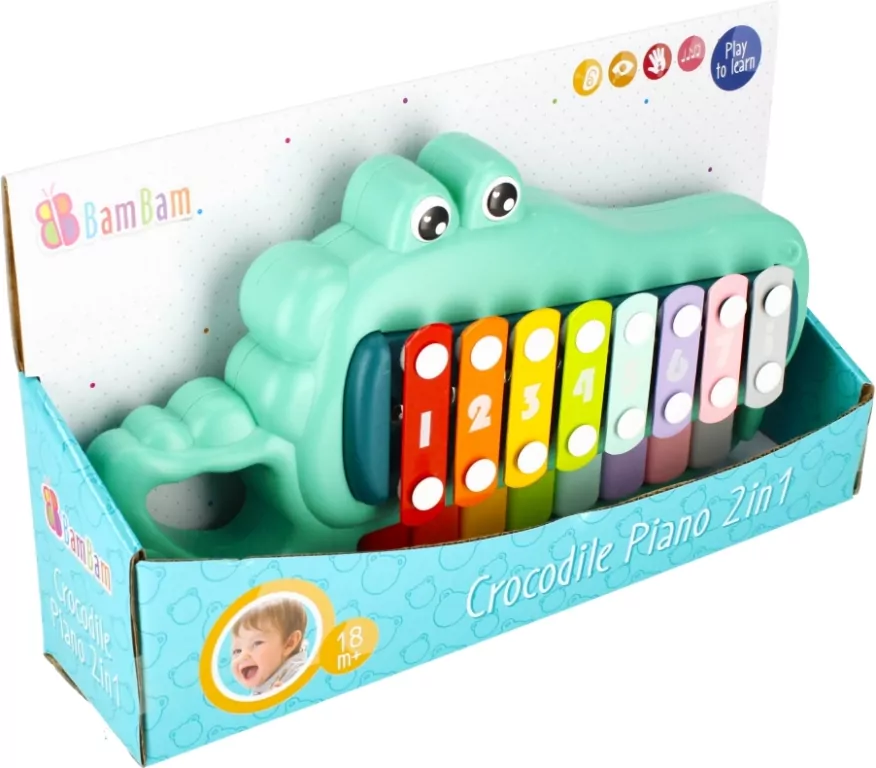 Pianinko cymbałki krokodylek 2w1 BAM BAM - tantis.pl