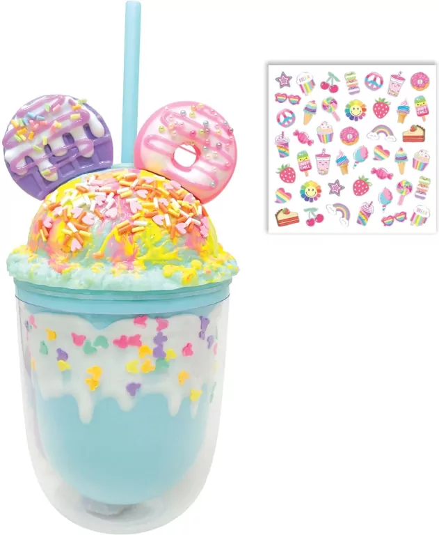 Kubek ze słomką i naklejkami Pączki 350ml - tantis.pl