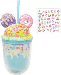 Kubek ze słomką i naklejkami Pączki 350ml