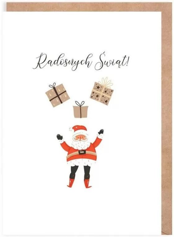 Kartka Boże Narodzenie Mikołaj z prezentami K139 - tantis.pl