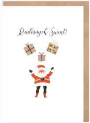 Kartka Boże Narodzenie Mikołaj z prezentami K139