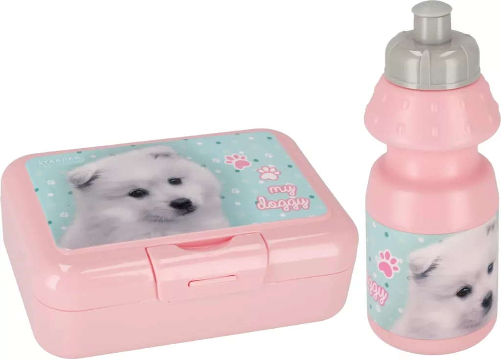 Bidon 350ml + pudełko śniadaniowe. Pieski - tantis.pl