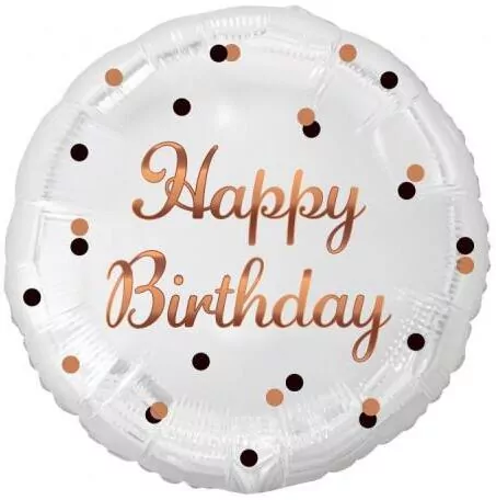Balon foliowy B&C Happy Birthday biały 36cm - tantis.pl