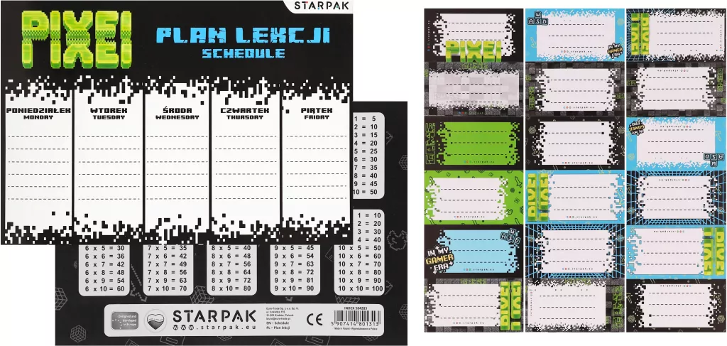ZEST PLAN LEKCJI 3 NAKLEJKI NA ZESZ PIXEL - tantis.pl