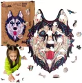 Puzzle drewniane eko 73. Śnieżny husky - tantis.pl