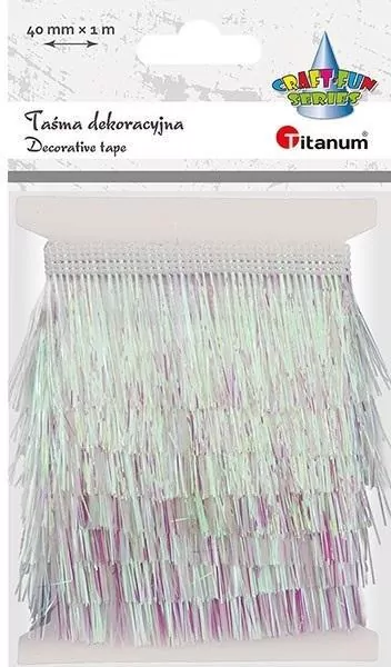 Taśma z frędzlami plastikowymi 40mm 1m biała - tantis.pl