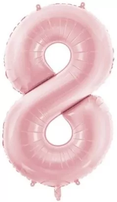 Balon foliowy cyfra 8 86cm jasny różowy - tantis.pl