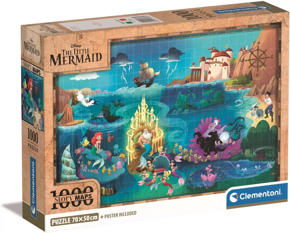 Puzzle 1000. Compact. Maps. Disney. Little Mermaid - tantis.pl