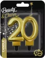 Świeczka cyferka 20 Beauty&Charm metalik złota 8cm - tantis.pl