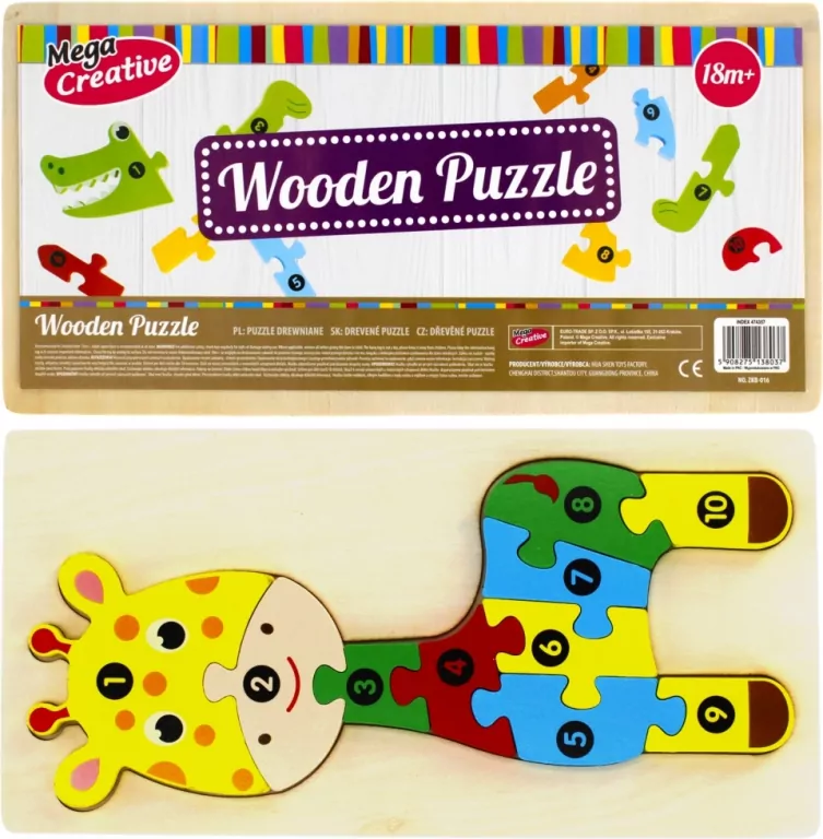 Układanka drewniana Żyrafa. 10 elementów - tantis.pl