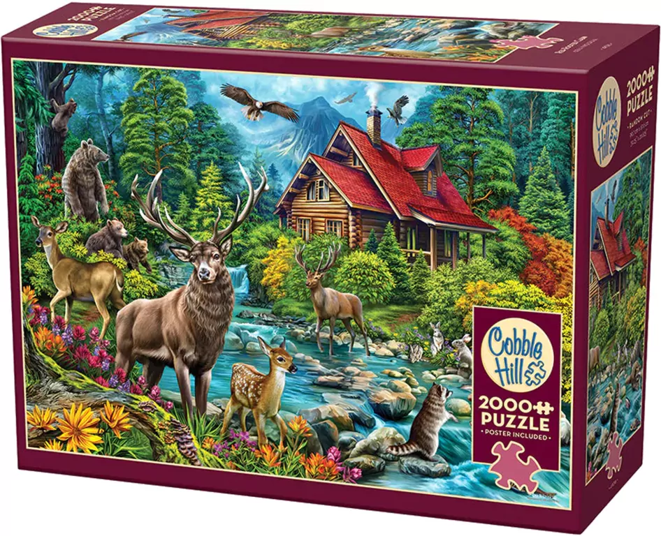 Puzzle 2000 Leśna chatka z czerwonym dachem G3 - tantis.pl
