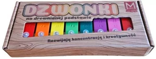 Dzwonki 8-tonowe kolorowe na drewnianej ramie - tantis.pl