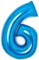 Balon foliowy cyfra 6 niebieska 46x66cm - tantis.pl