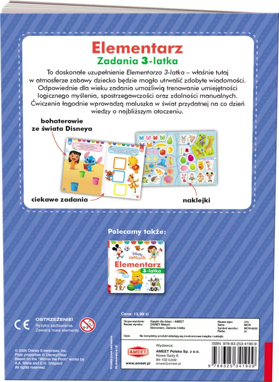 Disney Maluch. Elementarz. Zadania 3-latka - tantis.pl
