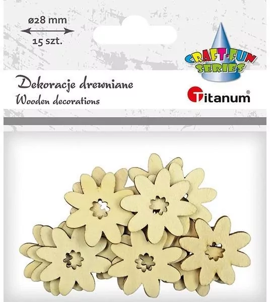 Drewniane kwiaty 28mm, 15 sztuk - tantis.pl