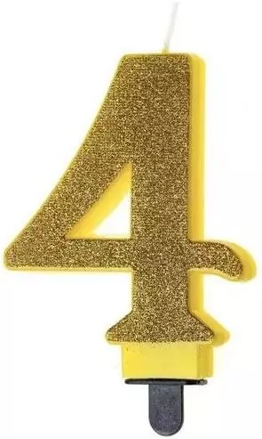 Świeczka urodzinowa "4" fioletowa z brokatem - tantis.pl