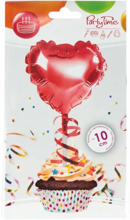Balon foliowy na patyczku serce czerwony - tantis.pl