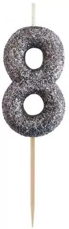 Świeczka piker 8 czarna brokatowa 11x3.5 cm - tantis.pl