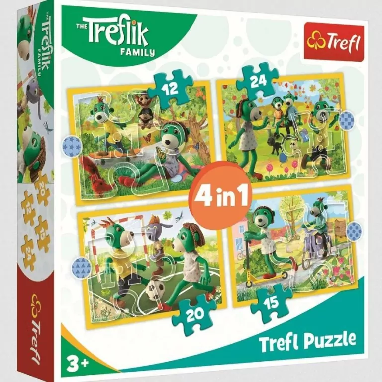 Puzzle 4w1. Wspólne zabawy Treflików. 34358 - tantis.pl