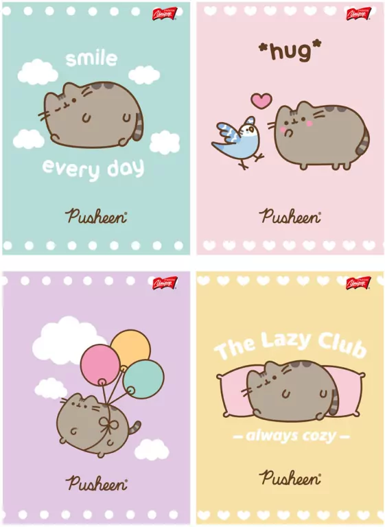 Zeszyt A5/32K kratka laminowany Pusheen - tantis.pl
