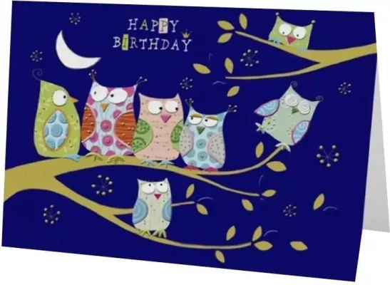 Karnet B6 + koperta Urodziny Sowy na drzewie