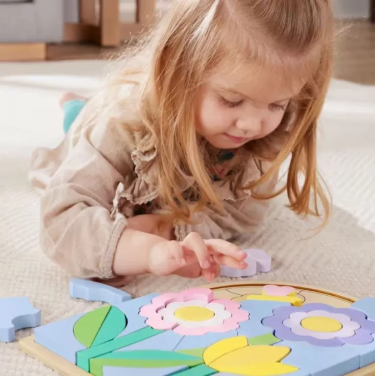 Fisher Price. Drewniane puzzle kwiaty - tantis.pl