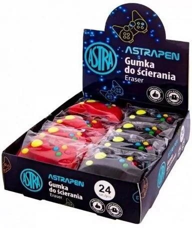 Gumka ołówkowa gracza (24szt) ASTRA - tantis.pl