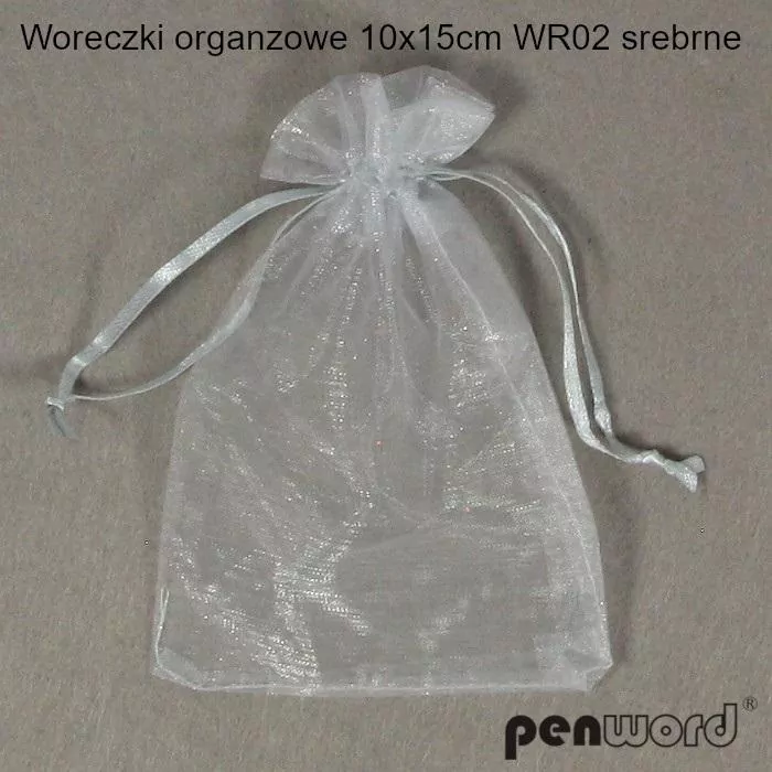 Woreczki organzowe srebrne 15x10cm - tantis.pl