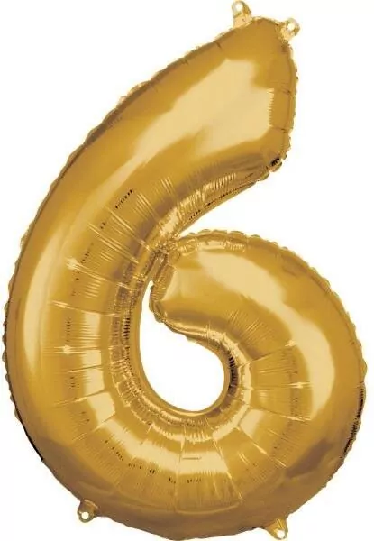 Balon foliowy cyfra 6 złota 60x86cm - tantis.pl