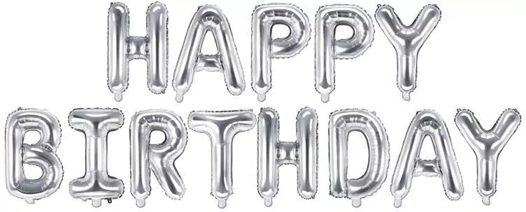 Balon foliowy Happy Birthday 340x35cm srebrny - tantis.pl