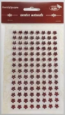 Stiker z kryształkami Kwiaty bordowe 8mm - tantis.pl