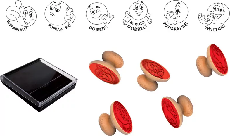 Pieczątki motywujące. 6 stempli z ocenami - tantis.pl