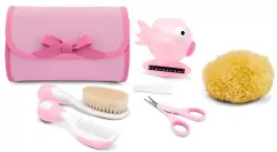 Zestaw akcesoriów do higieny i kąpieli różowy 0m+
