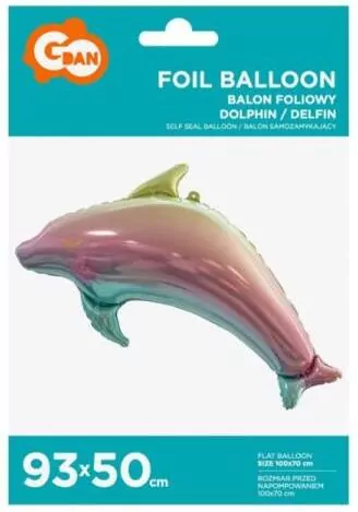 Balon foliowy Delfin tęczowy 93cm - tantis.pl