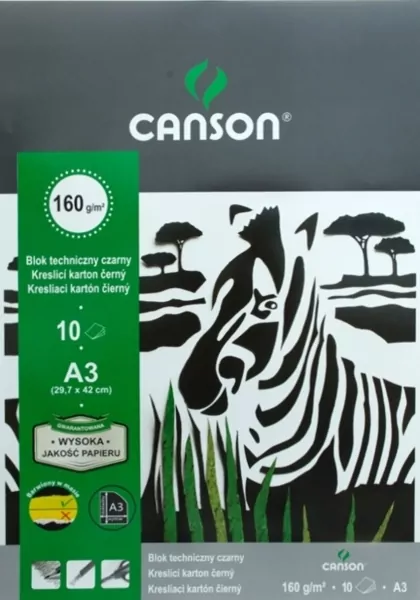 Blok techniczny czarny A3 160G 10ark (zebra) HAMELIN p10 - tantis.pl