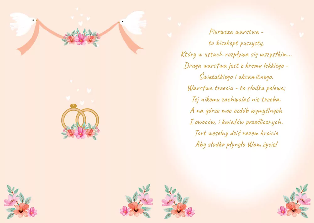 Karnet KW Ślub - Tort kremowy - tantis.pl