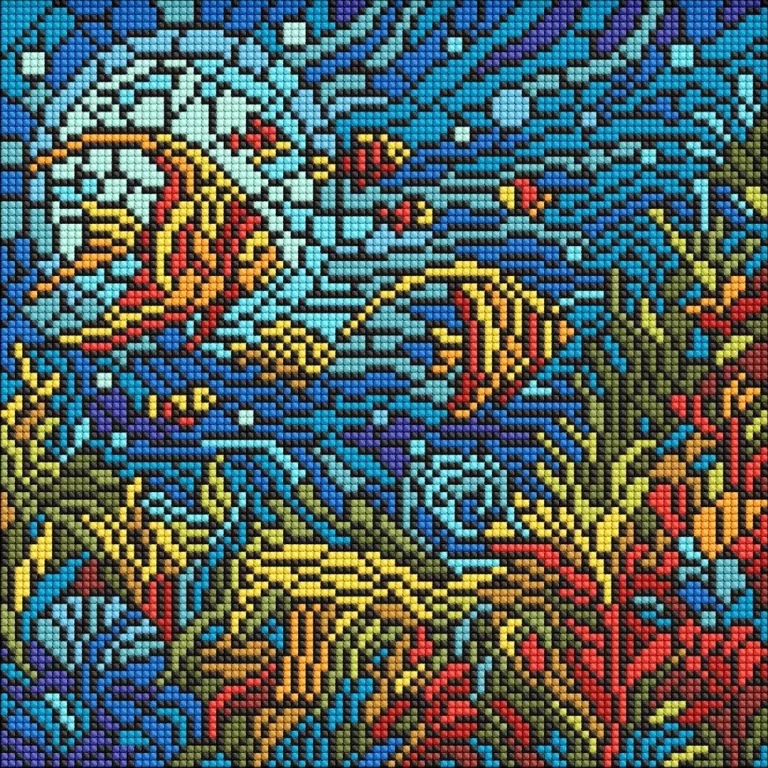 Diamentowa mozaika - Witraż. Morski świat 30x30cm - tantis.pl