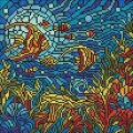 Diamentowa mozaika - Witraż. Morski świat 30x30cm - tantis.pl