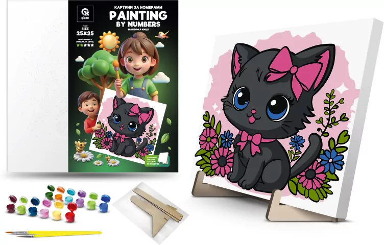 Malowanie po numerach - Mały kotek 25x25cm - tantis.pl