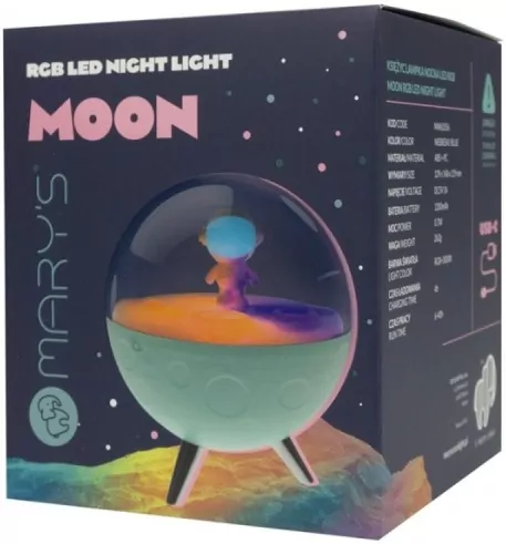 Lampka nocna LED RGB księżyc niebieski - tantis.pl