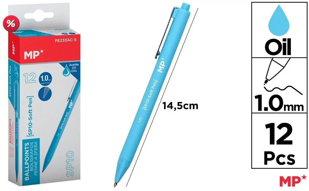 Długopis olejowy 1,0mm lazurowy (12szt) - tantis.pl
