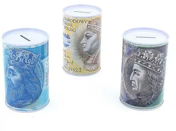 Skarbonka metalowa puszka. Waluta PLN, mix - tantis.pl