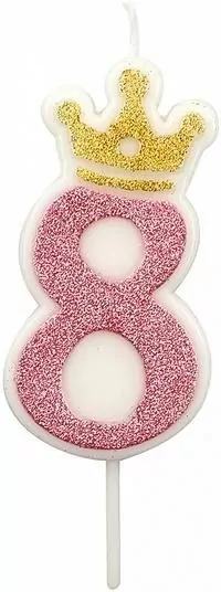 Świeczka 8 różowa 6,8cm PARTY GO - tantis.pl