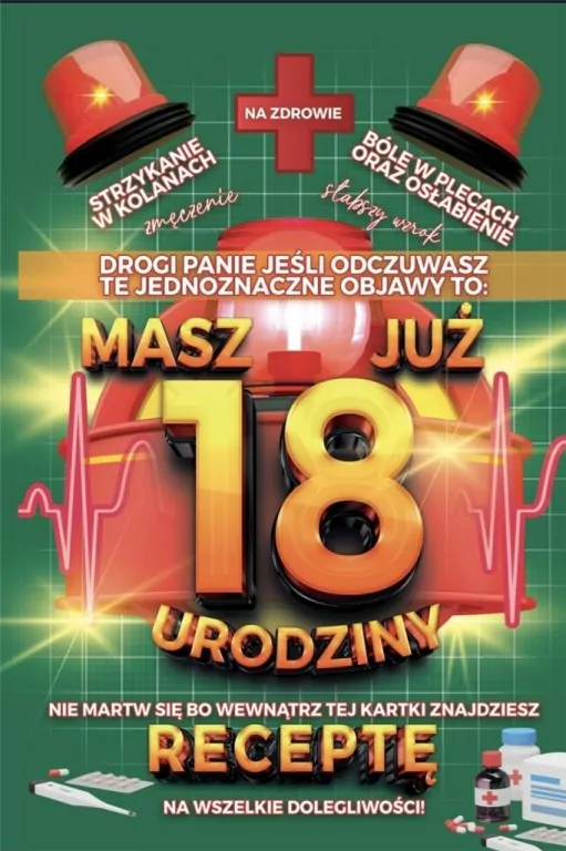Karnet Urodzinowy z receptą 18 - tantis.pl