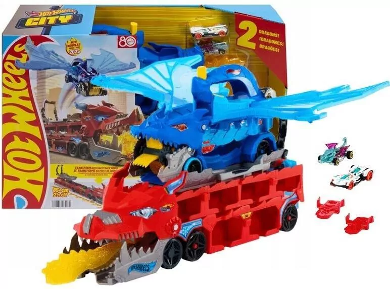 Hot Wheels City Transporter Podwójny smok 2w1 - tantis.pl