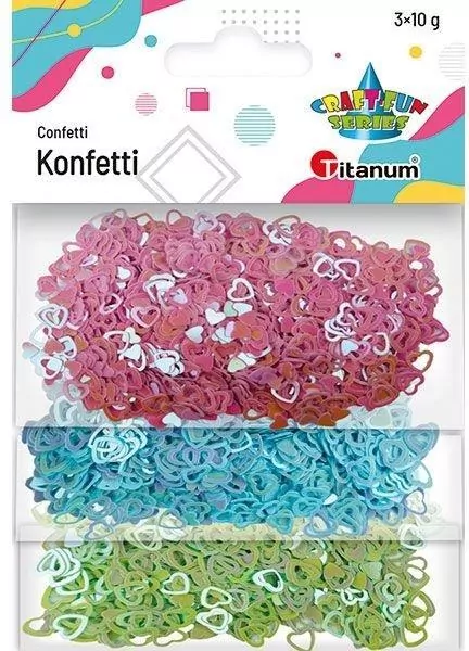 Konfetti Serca puste 7mm i pełne 5mm 3 kolory x10g - tantis.pl