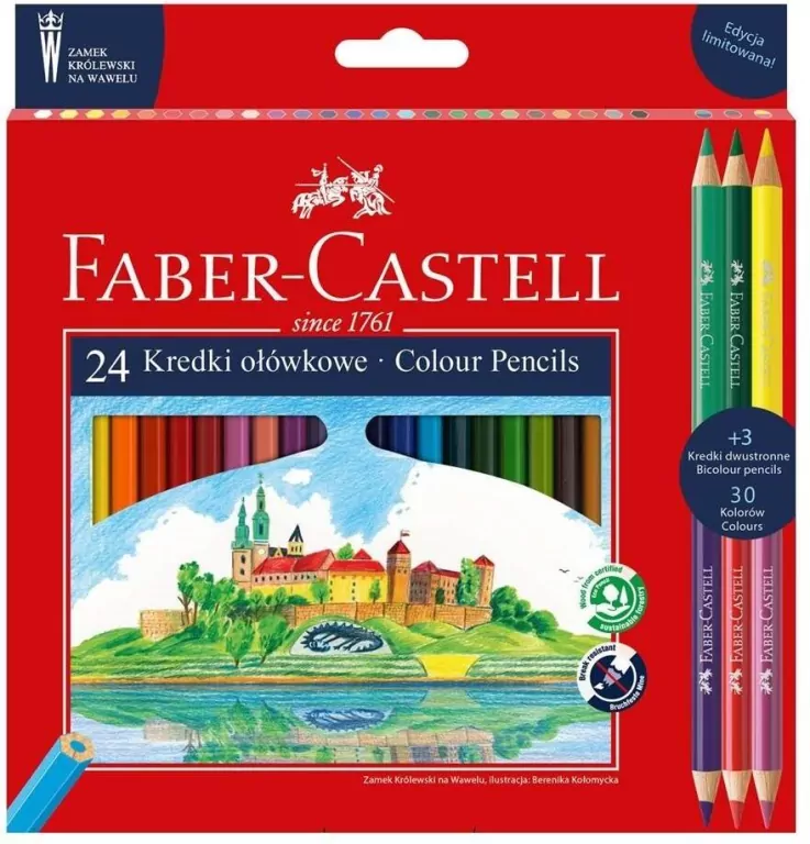 FABER CASTELL. Kredki ołówkowe Wawel 24 kolory + 3 - tantis.pl