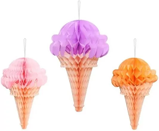 Dekoracje bibułowe Lody 20-30cm mix - tantis.pl