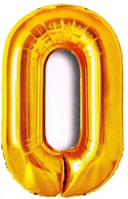 Balon foliowy złoty cyfra 0, wys. 81 cm BCF-955-0 - tantis.pl