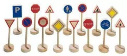 Drewniane znaki drogowe. Zestaw do zabawy